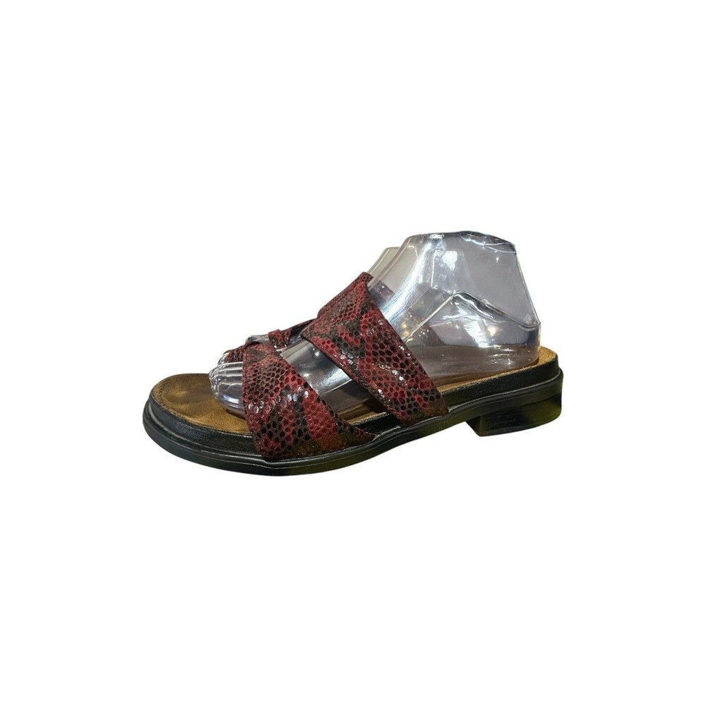 Naot Women’s Sandals 40 Sz 9 Red Reptile Print Strappy Slight Wedge Open Toe